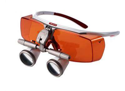 evo rosso con lente arancio